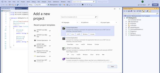 Creating a .NET 5 client to call an API protected by certificates